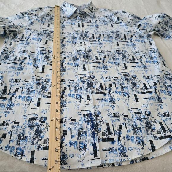 Robert Graham Men’s XL Classic Fit Button Down Shirt Abstract Blue White Stretch - Picture 8 of 11